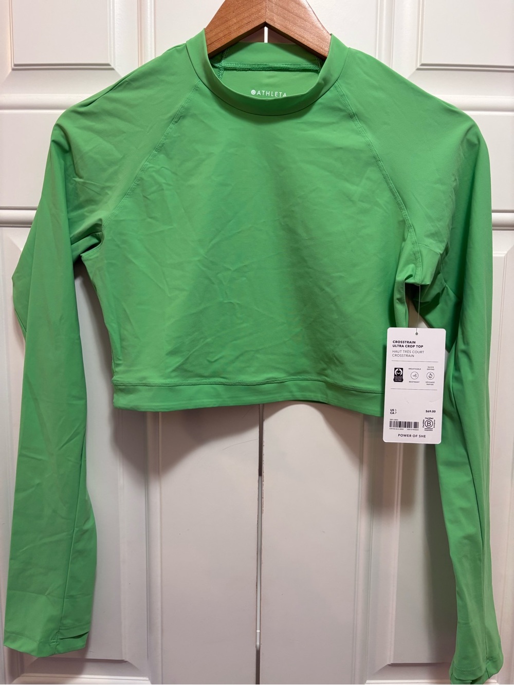 Athleta Green Long Sleeve Power of She Crosstrain Ultra Crop